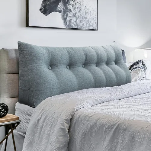 Miniatura 10 de Almohada de Cabecero de Cuña Tamaño Queen Grande Almohada de Bolster para Cama Triángulo Almohada de Lectura Almohada de Apoyo de Espalda