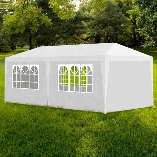 Miniatura 8 de Toldo desplegable, toldo con paredes laterales, kiosco para parrilla, tienda de campaña de 9 pies 10 pulgadas x 9 pies 10 pulgadas, color blanco