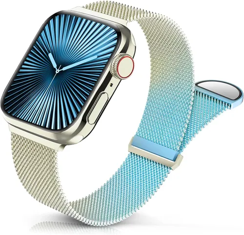 Miniatura 14 de Sunnywoo Correa de metal de acero inoxidable compatible con correas de Apple Watch de 1.496 in, 1.575 in, 1.614 in, 1.654 in, 1.732 in, 1.772 in
