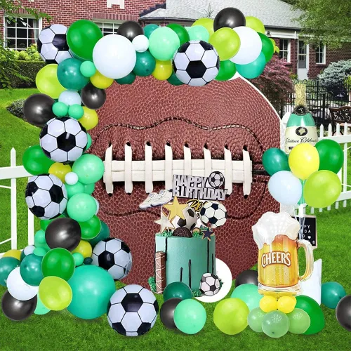 Miniatura 2 de Telón de fondo redondo de fútbol americano, temática de rugby, para hombres, niños y niños, decoración de fiesta de cumpleaños de 6.5 x 6.5 pies