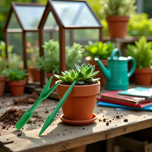 Miniatura 2 de Mini herramientas de trasplante de suculentas de mano de jardín verde, plántulas de plástico Widger, siembra, excavación, mini herramientas de mano