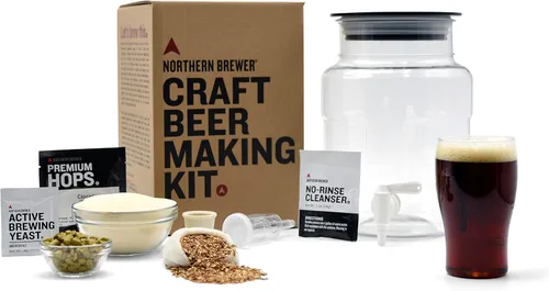 Northern Brewer - Kit de inicio de fabricación de cerveza artesanal de 1 galón sin sifón, equipo y kit de recetas de cerveza (Brown Ale)
