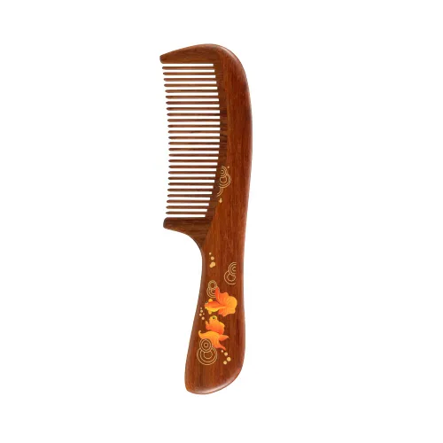 Miniatura 12 de TAN MUJIANG Peine para el cabello de madera natural antiestático (mariposa y loto)