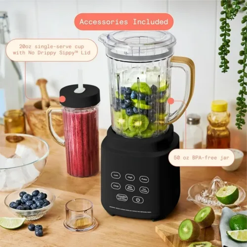 Miniatura 5 de Maravilloso sistema de licuadora PowerExact con motor de 700 W, tarro Tritan de 50 onzas, taza de una sola porción de 20 onzas, tapa antigoteo, 3