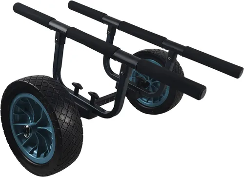 Miniatura 6 de Carrito de kayak resistente, carrito de canoa ajustable de ancho con ruedas de playa planas de 12 pulgadas