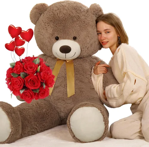 Miniatura 11 de Tezituor Oso de peluche grande de 59 pulgadas, animal de peluche negro gigante para baby shower, Navidad, día de San Valentín o cumpleaños, oso