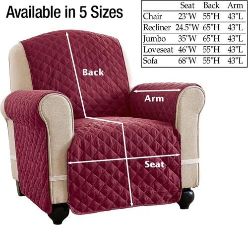 Miniatura 5 de Collections Etc - Funda protectora reversible, acolchada y resistente a derrames para mobiliario con lazos - Cubre el fondo del asiento, el respaldo