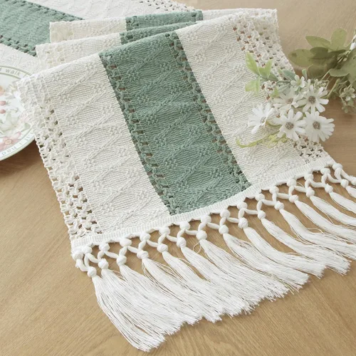Miniatura 25 de FEXIA - Camino de mesa bohemio con borlas, para decoración del hogar, de macramé para decoración de habitación, comedor, dormitorio, despedida