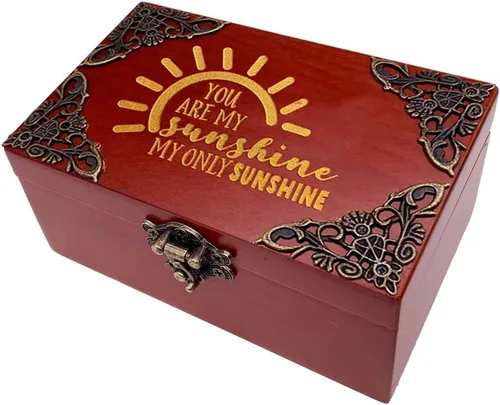 Miniatura 2 de Youtang You are My Sunshine - Caja de música de joyería con espejo, caja musical de madera grabada con láser, caja de música a cuerda, regalo