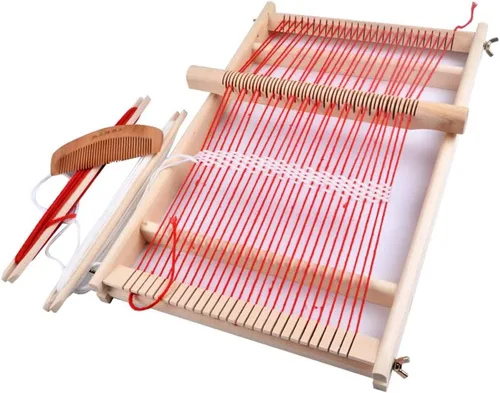 Miniatura 3 de RRigo Kit de telar de tejido, telares de tapiz de madera de 15.7 pulgadas de alto x 11.8 pulgadas de ancho, marco de tejido grande para manualidades