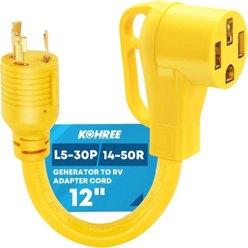 Miniatura 13 de Kohree Cable adaptador de generador NEMA 5-15P a L14-30R, adaptador de 3 clavijas a 4 clavijas, STW 10 AWG 12 pulgadas, generador macho de 15