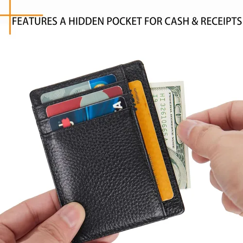 Miniatura 3 de LinsCraft Pequeñas carteras de bolsillo con bloqueo RFID para hombres y mujeres