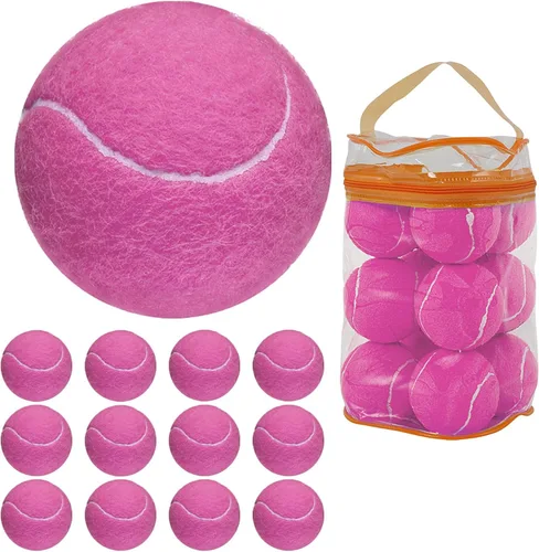 Miniatura 8 de GKK Pelotas de tenis presurizadas duraderas, paquete de 12 pelotas de entrenamiento de fieltro amarillo para principiantes y perros