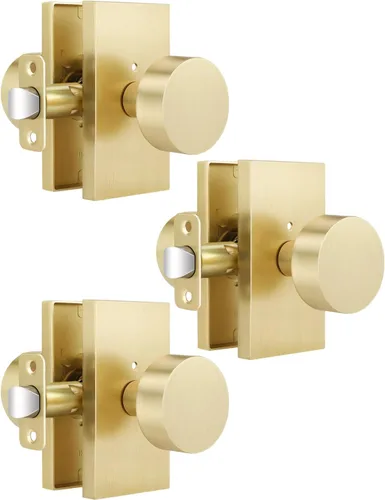 Miniatura 16 de EHOMEWARE Paquete de 2 pomos para puerta de paso para interiores, pomos de puerta negros para armario/pasillo, manija de puerta redonda sin