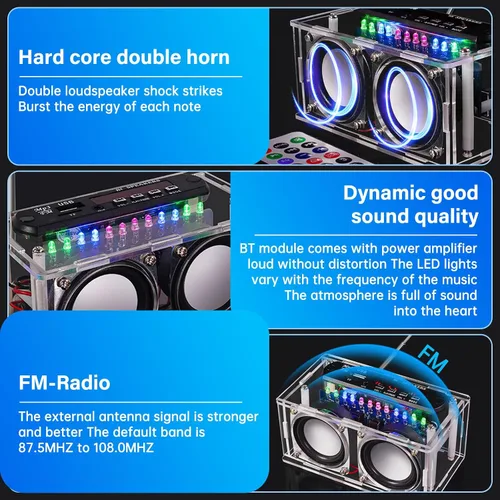 Miniatura 2 de Diymore Kit de altavoz Bluetooth para bricolaje, kit de práctica de soldadura de radio, altavoces duales y control remoto, para soporte