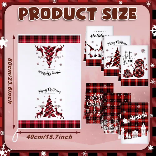 Miniatura 3 de Bencailor 6 toallas de cocina navideñas de 15.75 x 23.62 pulgadas, toallas de mano para platos de Navidad, paños de té de granja para decoración