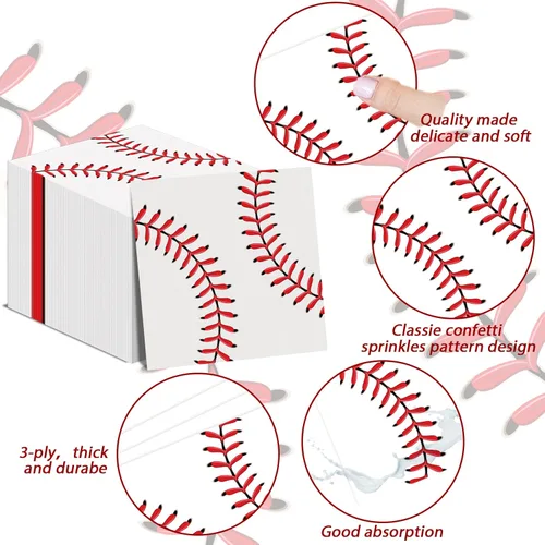 Miniatura 3 de Servilletas de béisbol para decoración de fiesta de cumpleaños, temática deportiva, servilletas de papel desechables para niños, baby shower