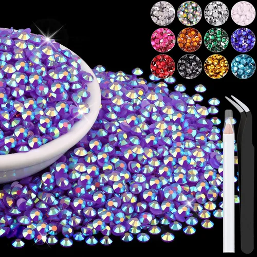 Miniatura 56 de 12000 diamantes de imitación de resina de 0.079 pulgadas a granel para manualidades (transparente), cristales deslumbrantes con parte trasera plana