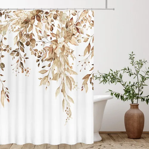 Miniatura 88 de Tititex Spun Sugar - Juego de cortinas de ducha de eucalipto azul claro, hojas de acuarela brillantes en la parte superior, decoración floral