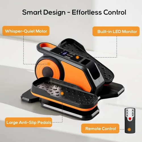 Miniatura 5 de Máquina elíptica debajo del escritorio con control remoto Naranja