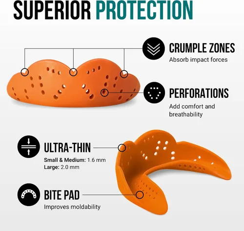 Miniatura 3 de SISU Aero - Protectores bucales 0.06 pulgadas, ajuste a la medida, protector bucal deportivo, para jóvenes y adultos, S