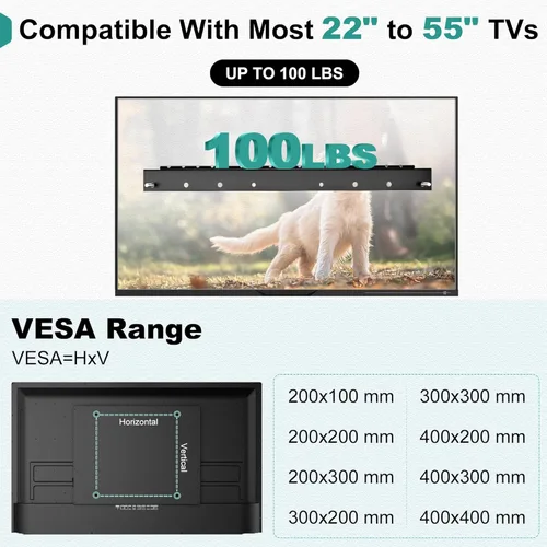 Miniatura 4 de Auoace Soporte de pared para TV de yeso sin taladrar para televisores pequeños de 22 a 55 pulgadas, hasta 100 libras, perfil bajo de 1.1 pulgadas