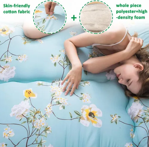 Miniatura 6 de Shiki - Colchón de futón japonés, colchón grueso de suelo, almohadilla de dormir enrollable con funda lavable para dormitorio de invitados, Flor