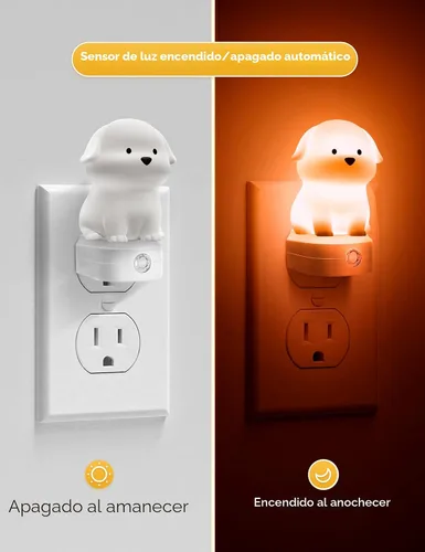 Miniatura 2 de L LOHAS LED - Luz nocturna enchufable para niños, luces nocturnas 3D de cachorros lindas con sensor de atardecer a amanecer, 1600K/2700K/5000K 3CCT