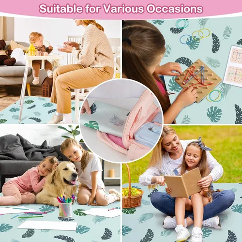 Miniatura 6 de Basumee Alfombrilla de salpicaduras para silla de bebé, impermeable, tapete de juego para debajo de la silla alta, tapete para atrapar alimentos