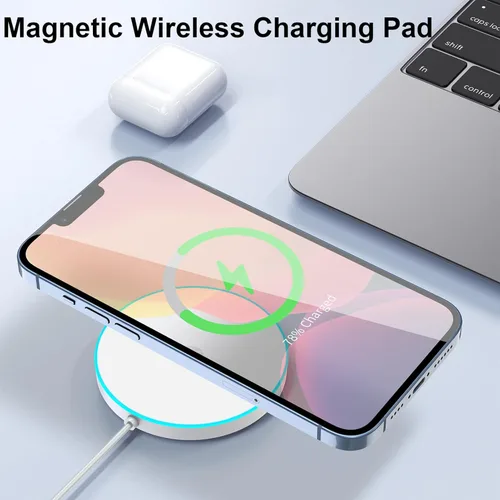 Miniatura 2 de para cargador MagSafe, almohadilla de carga inalámbrica magnética para iPhone 17/17 Pro/17 Pro Max/Air/16 15 14 13 12 Pro Max Plus mini y AirPods 2