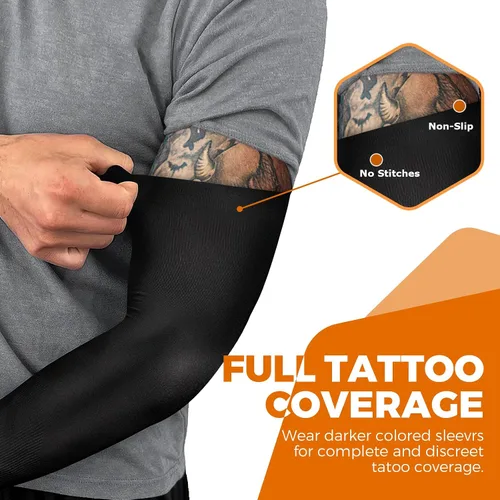 Miniatura 13 de AURUZA 5 pares de mangas de brazo para hombres y mujeres, protección solar UV, compresión tatuaje, cubierta para baloncesto, voleibol