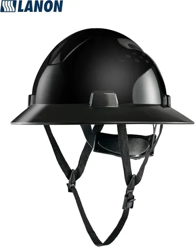 Miniatura 7 de LANON Casco Duro Negro de Ala Completa, Aprobado por OSHA para Trabajo de Construcción, Casco de Seguridad HDPE con Suspensión de Trinquete