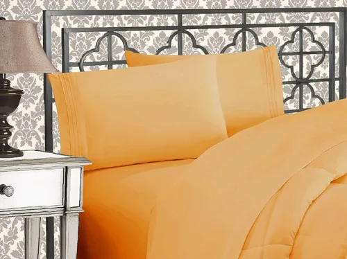 Miniatura 30 de Elegante juego de cómodas sábanas para cama de 1500 hilos resistente a arrugas y a la decoloración, calidad egipcia de lujo ultrasuave de 4 piezas
