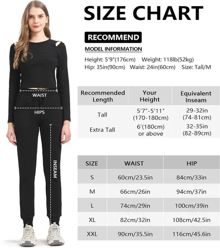 Miniatura 6 de Zylioo Pantalones deportivos altos para mujer, pantalones deportivos de algodón extra largos para mujeres altas, pantalones deportivos