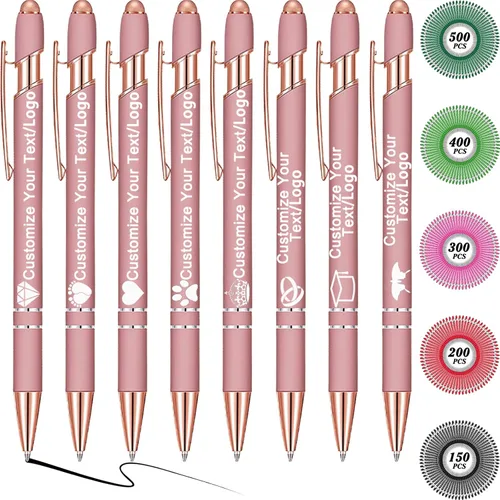 Miniatura 107 de Bolígrafos personalizados con nombre y logotipo, hasta 500 bolígrafos personalizados a granel con grabado gratis regalo para cumpleaños, graduación