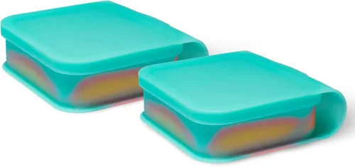 Miniatura 2 de Silipint Cuenco de silicona Go Go Connected con tapa, irrompible, no tóxico, apto para lavavajillas (moteado rojo, 30 onzas)