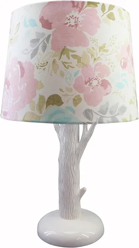 Levtex Baby Malia - Lámpara de mesa y pantalla de búho nocturno - Floral - Accesorios para guardería - Medidas: 22 pulgadas de alto y 6 pulgadas de