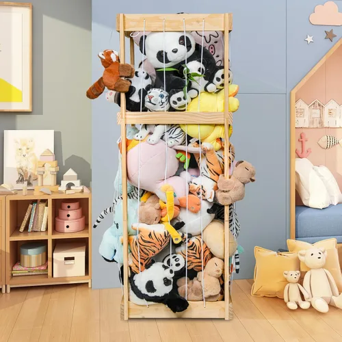 Miniatura 7 de Almacenamiento de animales de peluche con gran capacidad, almacenamiento de juguetes de zoológico de animales de peluche, organizador de Natural