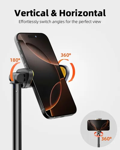 Miniatura 7 de TODI Selfie Stick Tripod for iPhone, 60" Lightweight Phone Tripod Stand with Wireless Remote, Extendable Selfie Stick for iPhone, All-in-1, Negro