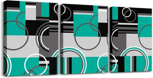 Miniatura 50 de Erosebridal Bohemian Wall Decor 12"x16" 3 Piece Country Southwestern Canvas Wall Art Boho Aztec Arrows Diamond Poster Print Black Gray Geometric