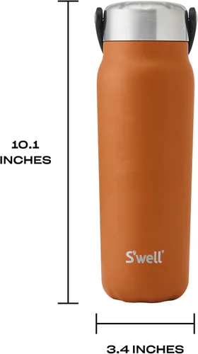 Miniatura 4 de S'well Explorer de acero inoxidable reciclado con tapa y asa aisladas, 24 onzas, cornalina, recipientes aislados al vacío de triple capa que