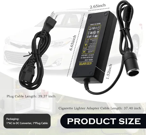 Miniatura 2 de Convertidor de 3 pines de 110V a 12V, convertidor de 120W 10A CA a CC, adaptador de encendedor de cigarrillos a enchufe de pared, adaptador de CA CC