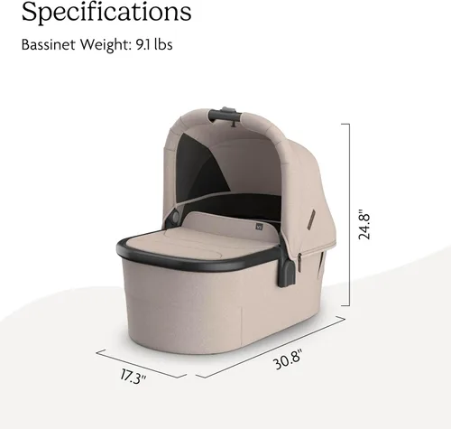 Miniatura 3 de UPPAbaby Moisés V3 - Compatible con Vista, Cruz, Ridge Strollers - Solución para dormir durante la noche - Colchón, sábana y protector contra