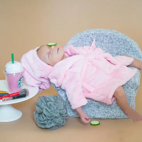 Miniatura 6 de M&G House Accesorios de fotografía para recién nacidos, trajes de baño para sesión de fotos de bebé, bata de baño para niña, 03 rosa(6-13 meses)