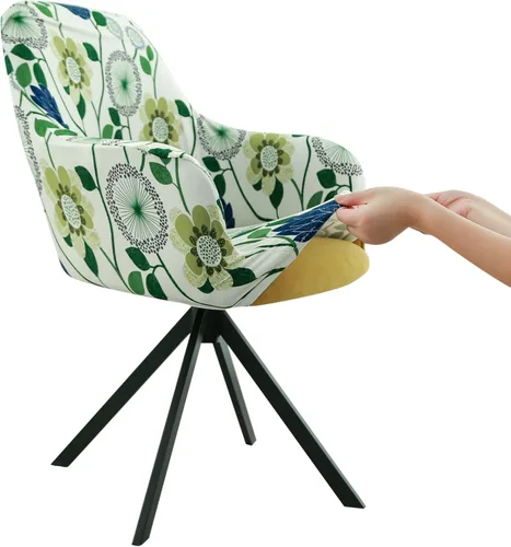 Miniatura 12 de Iauddy Funda de Silla Giratoria de Acento para Comedor para Oficina, Funda Elástica para Silla de Escritorio de Oficina de Respaldo Medio Protector
