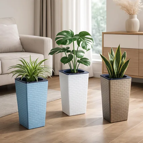 Miniatura 7 de Paquete de 2 macetas de riego automático de 10.7" x 6.9" para plantas de interior, macetas violetas de riego automático, macetas de flores