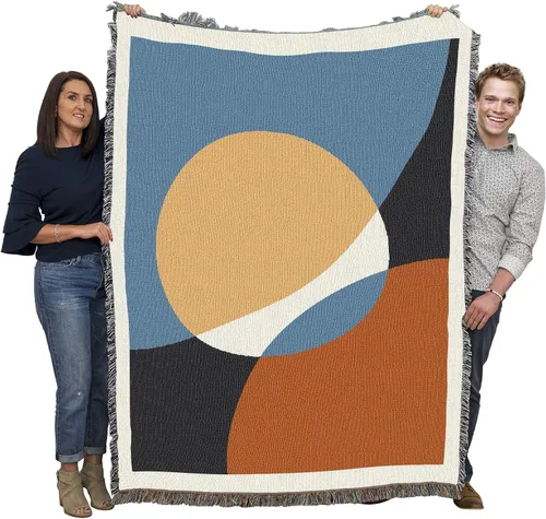 Miniatura 10 de Pure Country Weavers Kyra Brown - Manta de atardecer de los 70 – Abstact Art – Manta para regalo tejida de algodón – Fabricado en los Estados Unidos