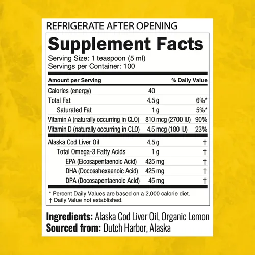 Miniatura 8 de On Target Living Aceite de Hígado de Bacalao de Alaska Líquido Sabor a Limón Orgánico 16.67 oz Captura en Línea en los EE. UU. Vitamina D