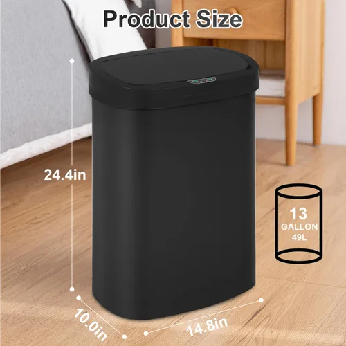 Miniatura 7 de FDW Cubo de basura de 13 galones de 50 litros para cocina, baño, dormitorio, oficina en casa, automático, sin tacto, de alta capacidad con tapa