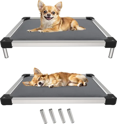 FXW TitanNest Cama Elevada para Perros a Prueba de Masticación, Catre Elevado para Uso en Interiores/Exteriores/Camping, Cama Acolchada para Gris